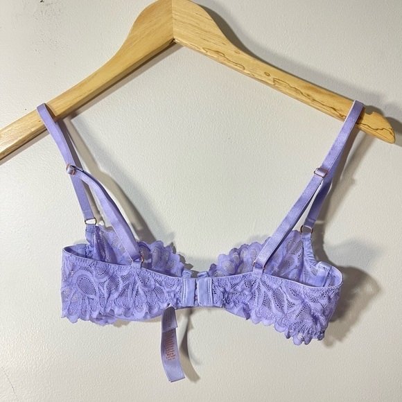 Savage x Fenty Savage Not Sorry Unlined Lace Balconette Bra in Lavender 32B - Picture 7 of 11